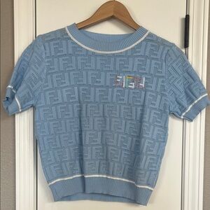 Fendi Light Blue Knit Top